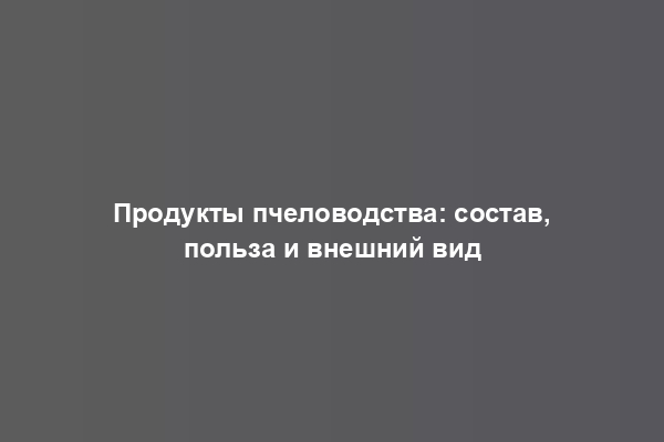 Продукты пчеловодства: состав, польза и внешний вид