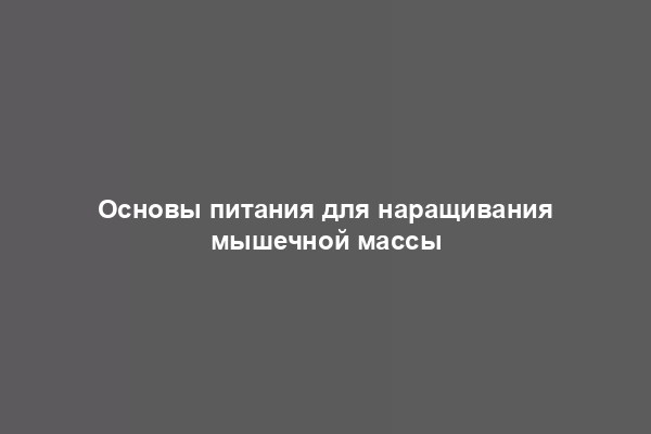 Основы питания для наращивания мышечной массы